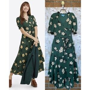 Draper James Naomi Wrap Dress in Shimmer Magnolia size 14